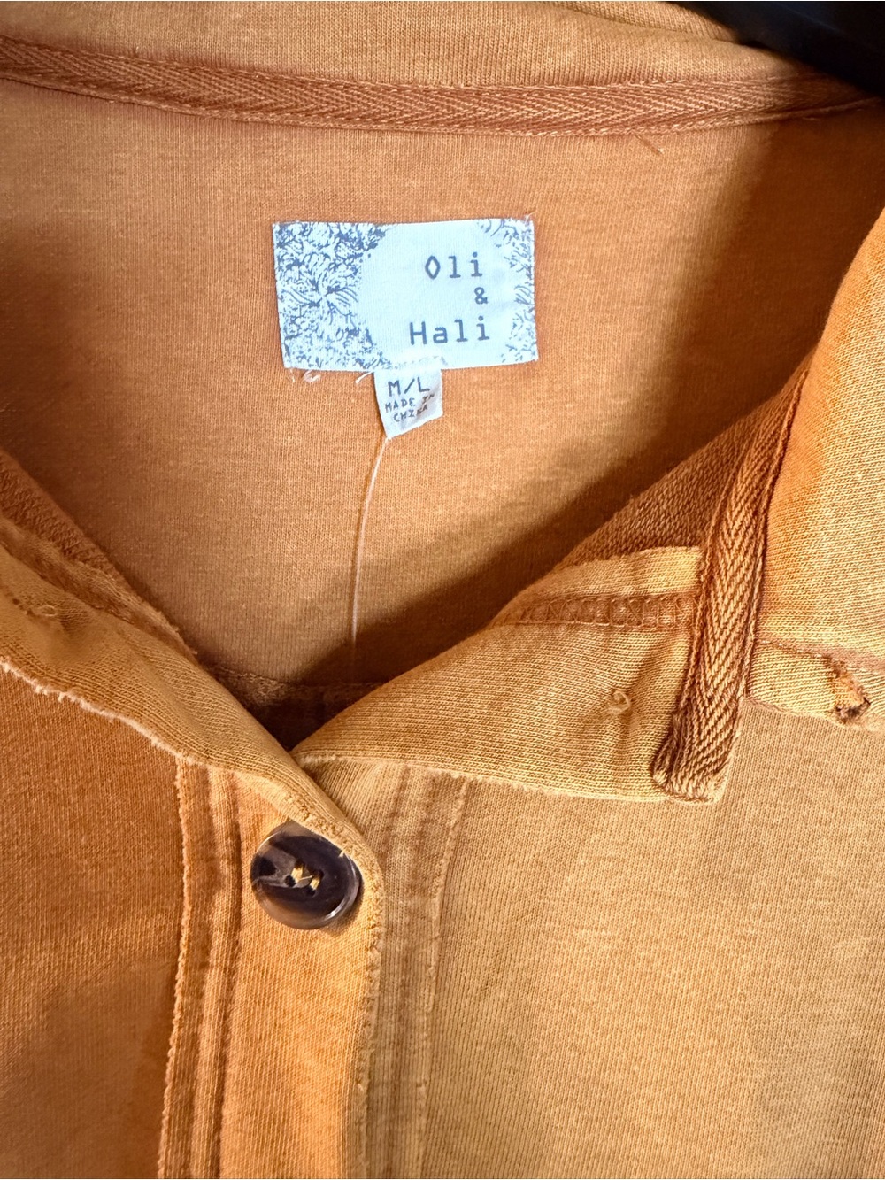 Oli & Hali Mustard Button-Front Pocket Shacket - Picture 2 of 5